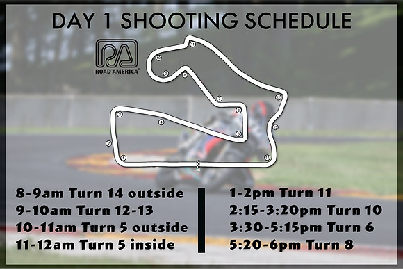 Shooting Schedule Day 1